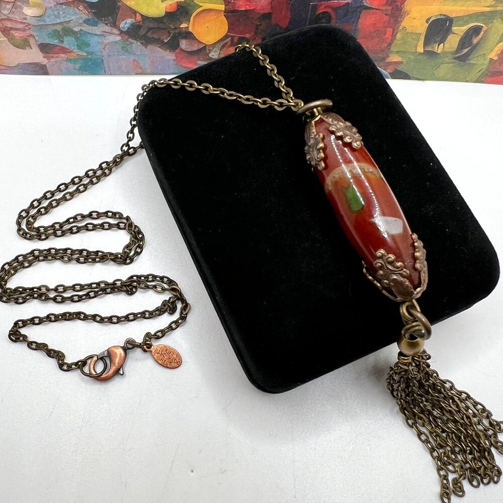 KIFI Hand Made Carnelian Brass Copper Necklace FINAL MARKDOWN